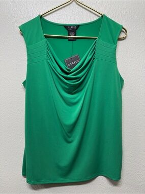 Vintage George Green Sleeveless Drape Neck Top